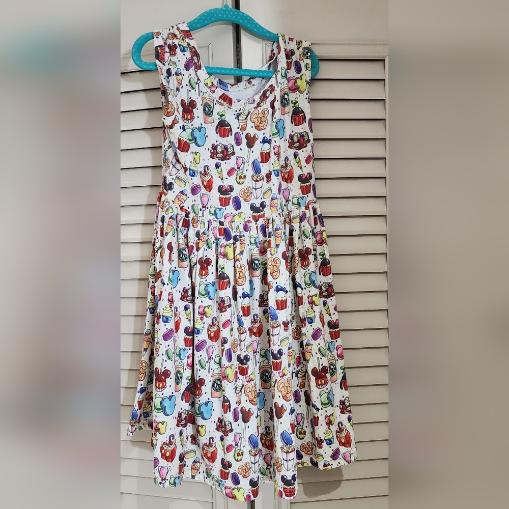 Charming White Kids Dress with Colorful Disney Print